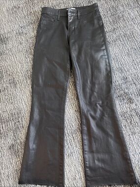 L'AGENCE Black Faux Leather Flare Jeans - Women